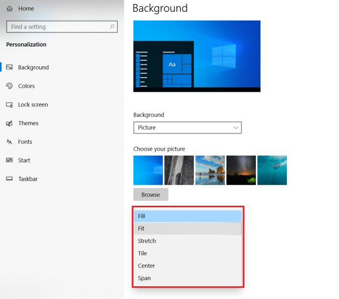 Microsoft Windows 10 Как да сменим тапета - Попълване на персонализация