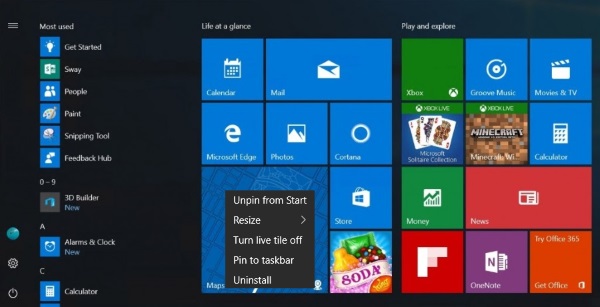 Cara memindahkan, mengubah saiz dan menambah jubin di Windows 10-2