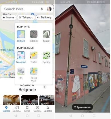 Отворете Street View в приложението Google Maps