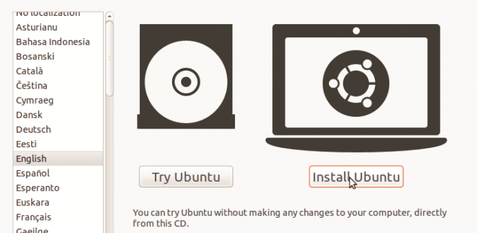 Cara memasang Ubuntu dari USB: langkah ketiga