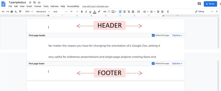 Cara Melepaskan Footer di Google Docs