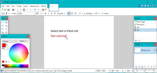 Cara memilih dan bekerja dengan teks di Paint.net-3