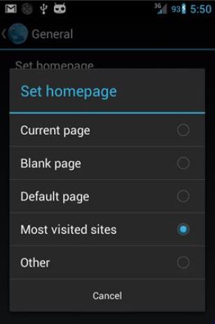 Най -посещаваните страници в браузъра Android